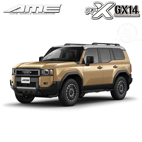 送料無料 アルミホイール４本 ランクル ランドクルーザー 250 / 300 AME PPX GX14 マットブラック × ポリッシュ 18インチ 8.0J +50 6H PCD139.7 JWL / JWL-T / VIA 規格適合品