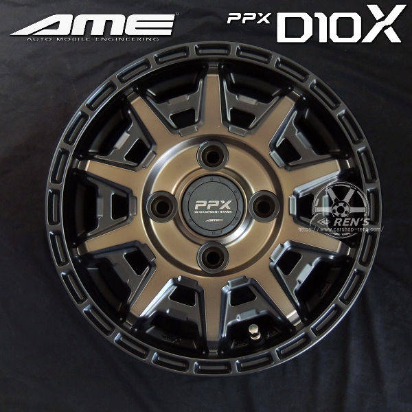 送料無料 軽トラック ハイゼット キャリー N-VAN等 AME 共豊コーポレーション PPX D10X ブラック×ポリッシュ×マットブロンズクリア 145R12C 80/78N A/T オールテレーン ホワイトレター タイヤ 荷重対応 タイヤセット