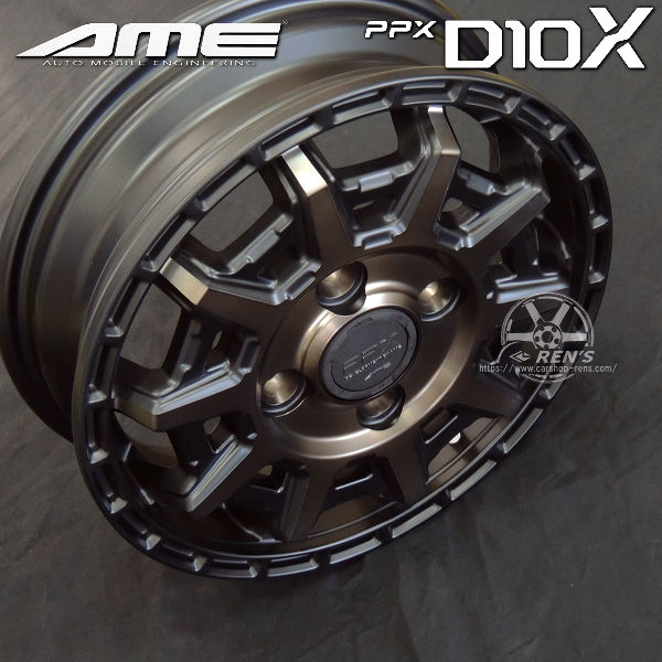 送料無料 軽トラック ハイゼット キャリー N-VAN等 AME 共豊コーポレーション PPX D10X ブラック×ポリッシュ×マットブロンズクリア 145R12C 80/78N A/T オールテレーン ホワイトレター タイヤ 荷重対応 タイヤセット