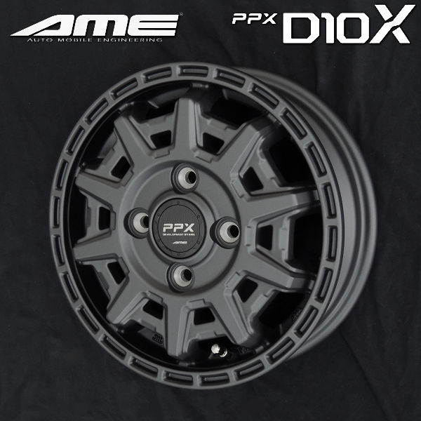 送料無料 軽トラック ハイゼット キャリー N-VAN等 AME 共豊コーポレーション PPX D10X マットダークガンメタリック 145R12C 80/78N A/T オールテレーン ホワイトレター タイヤ 荷重対応 タイヤセット