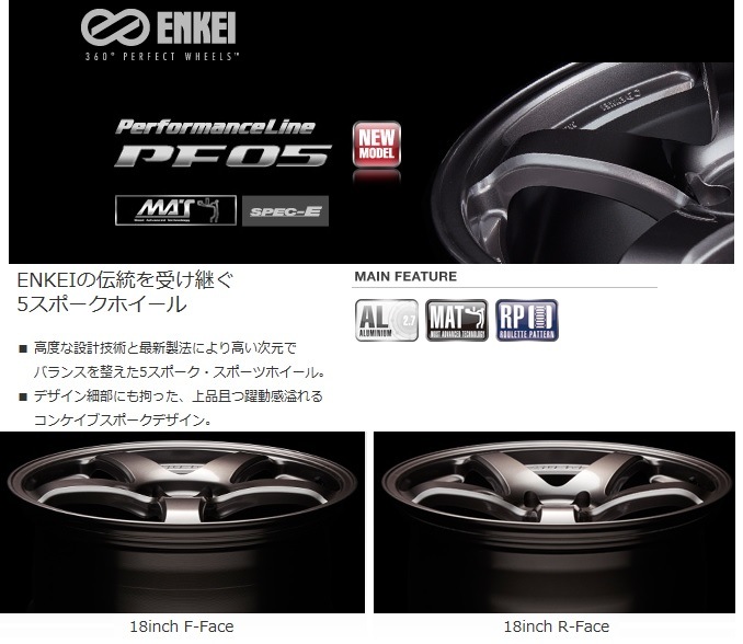 送料無料 プリウス PHV レクサスCT ENKEI エンケイ PF05 ガンメタ 7.5J +48 215/35R19 タイヤ セット