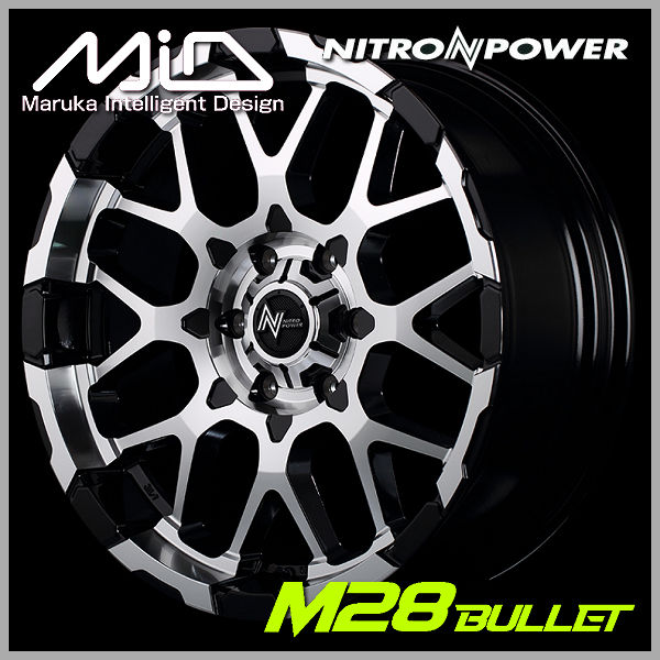 送料無料 200系 ハイエース ナイトロパワー M28 BULLET ブラックミラーカット 215/65R16 ヨコハマ パラダ ホワイトレター