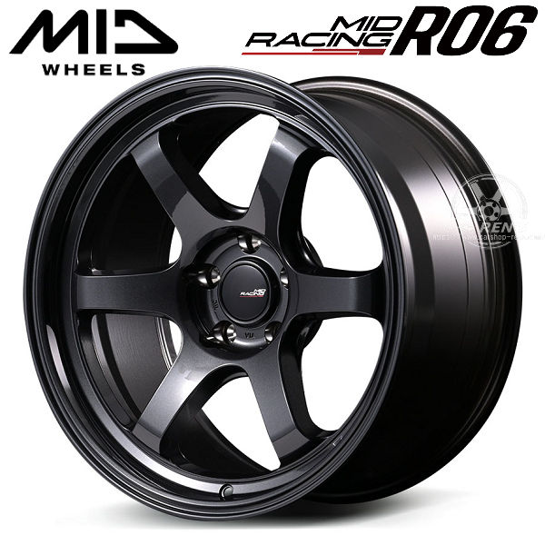 送料無料 MID RACING R06 MID レーシング R06 クリスタルブラック 18インチ 10.5J +12 5穴 PCD114.3 アルミホイール4本セット