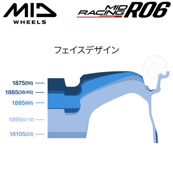 送料無料 MID RACING R06 MID レーシング R06 クリスタルブラック 18インチ 10.5J +12 5穴 PCD114.3 アルミホイール4本セット