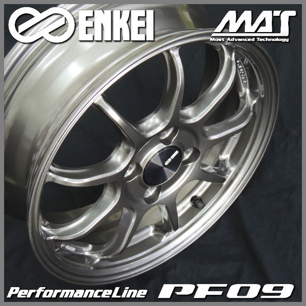 送料無料 ■エンケイ　パフォーマンスライン PF09 ■ダークシルバー ■15インチ ■5.0J +45 4H100 ★軽自動車全般　４本（１台分） ■VIA JWL規格商品