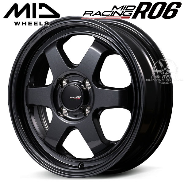 送料無料 タント N-BOX スペーシア エブリィ など MID レーシング R06 クリスタルブラック 165/55R15 ヨコハマタイヤ ホイールセット
