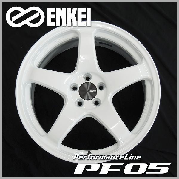 送料無料 ENKEI エンケイ パフォーマンスラインPF05 ホワイト 18インチ 8.5J +45（5穴PCD114.3） WRX S4 シビック（FC1 FK7 FL1 FL4）等に ホイール4本セット