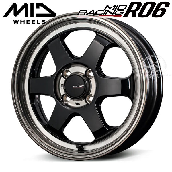 送料無料 タント N-BOX スペーシア エブリィ など MID レーシング R06 ブラッククリアポリッシュ 165/55R15 ヨコハマタイヤ セット
