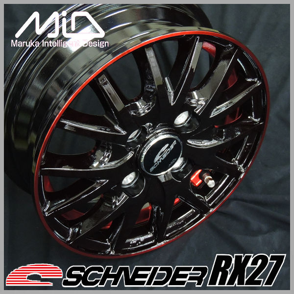 送料無料 MID RX27 ブラックレッドクリア 145/80R12LT 80/78N
