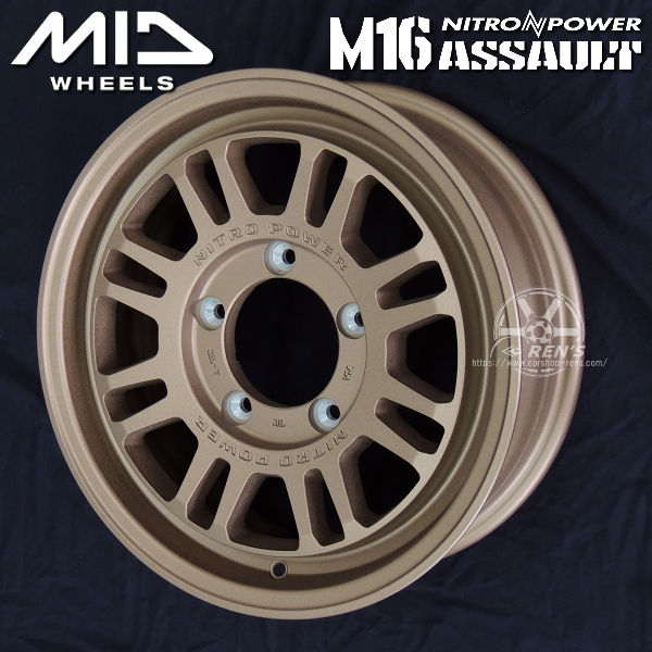 ジムニー 送料無料 MID ナイトロパワー M16 アサルト 限定カラー：セミグロスブロンズ 175/80R16 ブリヂストン ブリザック DM-V3 スタッドレスタイヤホイールセット