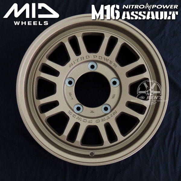 ジムニー 送料無料 MID ナイトロパワー M16 アサルト 限定カラー：セミグロスブロンズ 175/80R16 ブリヂストン ブリザック DM-V3 スタッドレスタイヤホイールセット