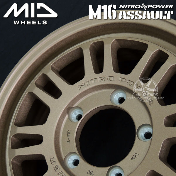 ジムニー 送料無料 MID ナイトロパワー M16 アサルト 限定カラー：セミグロスブロンズ 175/80R16 ブリヂストン ブリザック DM-V3 スタッドレスタイヤホイールセット