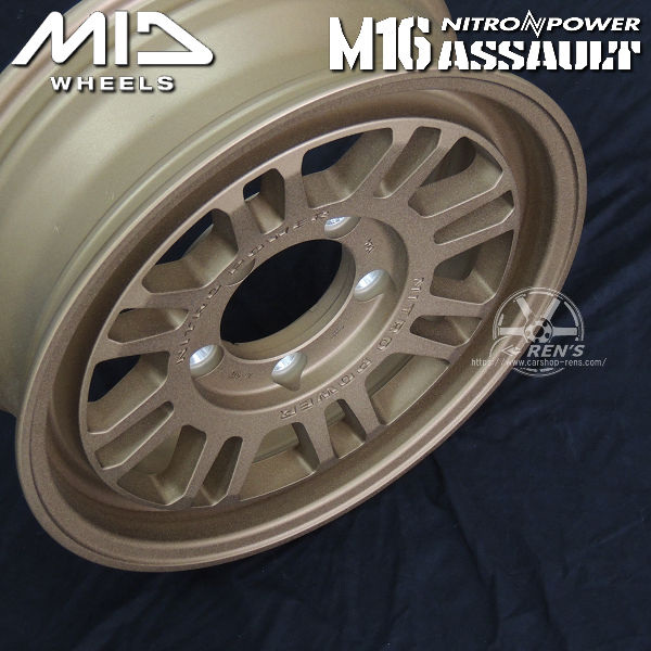 ジムニー 送料無料 MID ナイトロパワー M16 アサルト 限定カラー：セミグロスブロンズ 175/80R16 ブリヂストン ブリザック DM-V3 スタッドレスタイヤホイールセット
