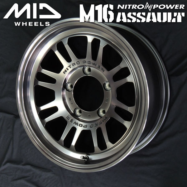ジムニー 送料無料 MID ナイトロパワー M16 アサルト スティールクリア 175/80R16 ブリヂストン ブリザック DM-V3 スタッドレスタイヤホイールセット