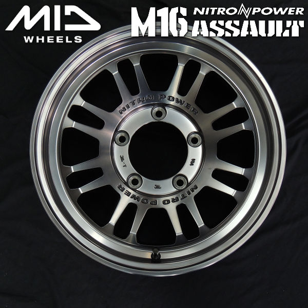ジムニー 送料無料 MID ナイトロパワー M16 アサルト スティールクリア 175/80R16 ブリヂストン ブリザック DM-V3 スタッドレスタイヤホイールセット