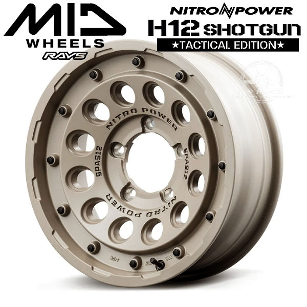 送料無料 ジムニー シエラ ノマド MID ナイトロパワー H12 SHOTGUN Tactical Edition 16インチ 6.0J -5 セミグロスサンドベージュ(SSB) TOYO オープンカントリーR/T ホワイトレター 215/65R16 109/107Q LT