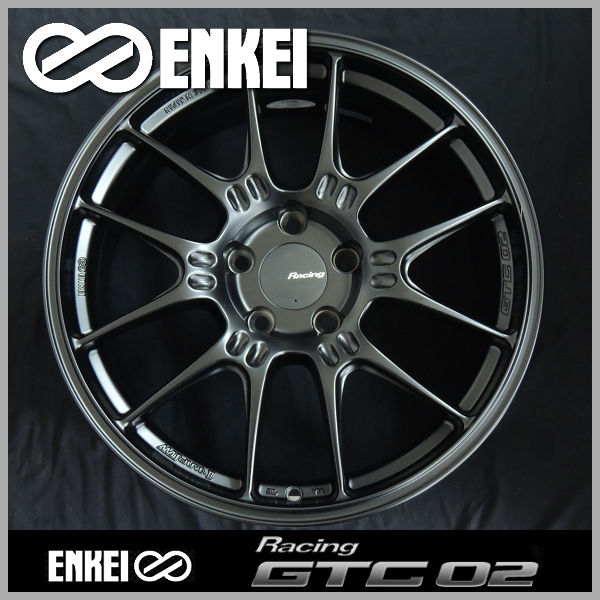 送料無料 国産軽量ホイール新品４本（１台分） ■エンケイ レーシング GTC02 ■マットブラック ■18インチ ■8.5 +35　5-100
