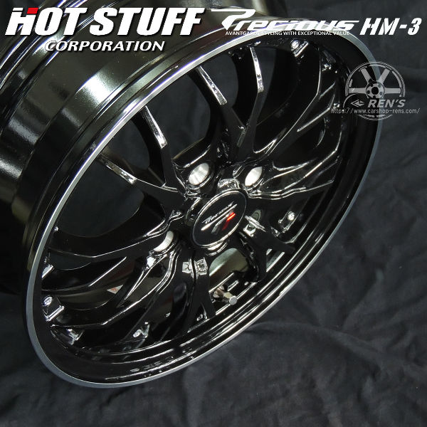 送料無料 タント ムーブ スペーシア N-BOX など 軽自動車全般に プレシャス HM-3 メタリックブラックリムポリッシュ 165/45R16 タイヤホイール 4本セット