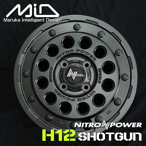 4本 送料無料 15インチ ナイトロパワー H12 SHOTGUN バレルブラック 5.0J +45 4穴 PCD100 タント スペーシア N-BOX 軽自動車に