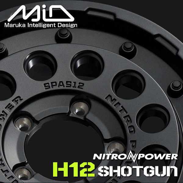 送料無料 ジムニーシエラ MID ナイトロパワー H12 SHOTGUN ショットガン バレルブラック 16インチ 6.0J -5 5穴 PCD139.7 アルミホイール４本セット