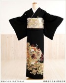 留袖レンタル ts126 黒留袖レンタル フルセット 結婚式 母親 留め袖レンタル 黒留め袖 着物レンタル 婚礼 チャペル 神前式 正絹 人気 往復送料無料 tomesode 京友禅 絢爛金彩孔雀と扇