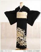 留袖レンタル ts181 黒留袖レンタル 特選「手刺繍」留袖　金彩絢爛慶花【フルセット】〔結婚式〕〔留め袖〕〔母親〕〔着物レンタル〕〔チャペル〕〔神前式〕〔最高級〕〔プレミア〕〔人気〕〔姉〕〔kimo
