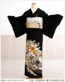 留袖レンタル ts186 黒留袖レンタル 特選「手刺繍」留袖　慶び吉祥鴛鴦に彩華【フルセット】〔結婚式〕〔留め袖〕〔母親〕〔着物レンタル〕〔チャペル〕〔神前式〕〔最高級〕〔プレミア〕〔人気〕〔姉〕〔k