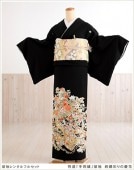留袖レンタル 手刺繍 ts198 黒留袖レンタル 特選「手刺繍」留袖　絢爛彩りの慶花【フルセット】結婚式 留め袖 母親 着物レンタル チャペル 神前式 最高級 プレミア 人気 親族〔レンタル留袖〕〔t