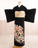 大きいサイズ 留袖レンタル th025 慶びの金彩吉祥花の舞【16点フルセット】留袖 レンタル留め袖 着物レンタル 結婚式 黒留袖 親族 正絹 母親 高級留袖 貸衣装 広巾 ３Ｌ 特大サイズ 人気 2