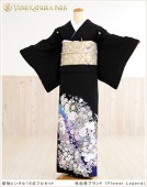 桂由美【留袖　レンタル】黒留袖レンタル「Flower Legend」  ts053【16点フルセット】レンタル留袖/留袖/留め袖/着物レンタル/結婚式/黒留袖/正絹/貸衣装/母親/桂由美/チャペル/豪