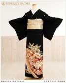 【留袖　レンタル】 桂由美 （レンタル留袖）（留袖レンタル）ts075　平安絵巻　【レンタル　黒留袖】【黒留袖レンタル】【留め袖】【貸衣装】【結婚式】【往復送料無料】留袖レンタル【留袖フルセット】新品