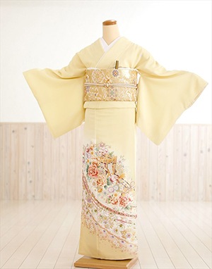 豪華　色留袖　超美品　結婚式　お呼ばれ　パーティー　山藍擦色　一つ紋（片喰紋） 000000000881_pqGPCm2.jpg