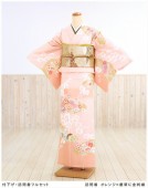 訪問着レンタル 着物レンタル 七五三 母 着物 卒業式 hw1117-3 オレンジ×慶華に金刺繍〔フルセット〕〔付下げレンタル〕〔結婚式〕〔753〕〔お宮参り〕〔卒園式〕〔入学式〕〔ママ〕〔母親〕〔人