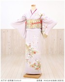 訪問着レンタル　やわらかな浅紫に祝彩花  hw1128【フルセット】《レンタル訪問着》《着物レンタル》〔お宮参り〕〔貸衣装〕〔753〕〔入学式〕〔卒業式〕〔卒園式〕〔正絹〕〔結婚式〕〔七五三〕〔ママ〕
