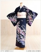 訪問着レンタル 着物レンタル 七五三 hw1192-2 付下げ 訪問着 フルセット 結婚式 お宮参り 753 卒業式 入学式 ママ 母親 母 貸衣装 人気ブランド レトロ モダン 華やか  HL 紺色