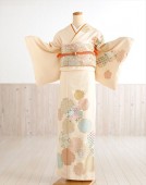 卒業式　母　着物レンタル hw1339 黄色クリームに慶びの彩華文 訪問着レンタル【付下げ・訪問着フルセット】お宮参り/貸衣装/753/入学式/結婚式/卒園式/正絹/結婚式/七五三/ママ/母親//ho