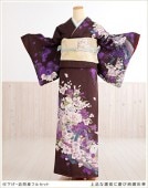 卒業式　母　着物レンタル hw1340 訪問着レンタル 結婚式 七五三【付下げ・訪問着フルセット】お宮参り 753 入学式  卒園式 正絹 753 ママ 母親  人気 結納 お茶会「上品な濃紫に慶び絢