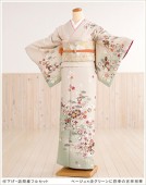 【訪問着レンタル】【着物レンタル】HL ベージュ×淡グリーンに四季の吉祥祝華 hw1232〔レンタル　訪問着〕〔訪問着 フルセット〕〔七五三〕〔結婚式〕〔お宮参り〕〔753〕〔卒業式〕〔入学式〕〔ママ