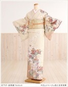 【訪問着レンタル】【着物レンタル】HL やさしいベージュ色に吉祥祝華 hw1236〔レンタル　訪問着〕〔訪問着 フルセット〕〔七五三〕〔結婚式〕〔お宮参り〕〔753〕〔卒業式〕〔入学式〕〔ママ〕〔母親