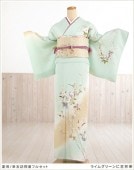 単衣 訪問着レンタル 夏用 sh1091 着物レンタル 付下げ フルセット 結婚式 お宮参り 夏 ６月 ７月 ８月 ９月 付け下げ 涼しい ママ 母 母親 houmongi 正絹「ライムグリーンに吉祥