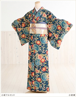 小紋　フルセット　幾何学模様　お散歩　お出かけ　着物　P3 000000001636_eTHJ06V.jpg