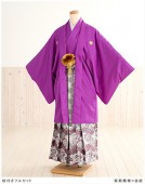 紋付レンタル　紫菊模様×金紋  mo036【紋付きフルセット】《羽織袴レンタル》《着物レンタル》〔袴レンタル〕〔男性着物〕〔貸衣装〕〔卒業式〕〔結婚式〕〔二次会〕〔前撮り〕〔イベント〕〔和服〕〔Ｍ・Ｌ