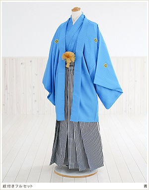 ラボット 服 lovot 青 紗綾形 羽織 袴 手毬梅インナー水色