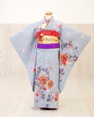 七五三レンタル　グレー裾模様 j7002【７歳女児/女の子七五三】《レンタル七五三》《753レンタル》〔子供着物〕〔2022〕〔貸衣装〕〔七歳〕|女の子七五三《３歳/５歳/７歳》着物レンタル|七五三着
