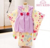 七五三レンタル　3歳女の子 SHY KIDS　黄色×紫 f1025 ３歳女児被布セット 女の子七五三 レンタル七五三 753レンタル 被布 貸衣装 2022 三歳女の子|女の子七五三《３歳/５歳/７歳