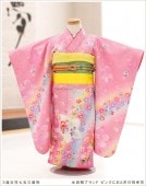 3歳 女の子 着物レンタル 七五三 j3012 帯セット 結び帯「永田萌ブランド ピンクにおとぎの祝幸花」フルセット 753 レンタル七五三 人気 かわいい おしゃれ 2020 日本 子供着物 貸衣装