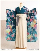 卒業式 袴レンタル fboh1059 着物レンタル 卒業袴 フルセット 女性 大学 短大 専門学校 高校生 中学生 文化祭 大きめ小学生 ２月 ３月 ４月 人気 春 往復送料無料 緑地に色彩澄香の花の