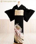 桂由美 留袖レンタル ts158-4 母親 留め袖 黒留袖レンタル 「花の訪れ 限定色」【留袖フルセット】結婚式 親族 チャペル 神前式 着物レンタル 黒留袖 貸衣装 人気 豪華 刺繍 女性和服 Yu