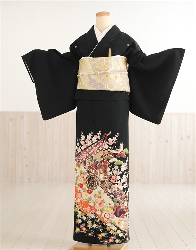 夏用単衣タイプ留袖レンタル、人気の黒留袖レンタル sts731