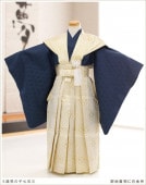 5歳 男の子 七五三レンタル 裃セットd5382 男児七五三 753レンタル 貸衣装 裃 かっこいい お殿様 着物 七草祝い 子供着物 紺地着物に白金裃|男の子七五三着物レンタル《３歳/４歳/５歳/６